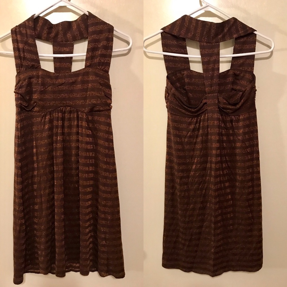 NWT Gold Sparkle Striped Dress Vava Joy Han Small - Picture 3 of 7